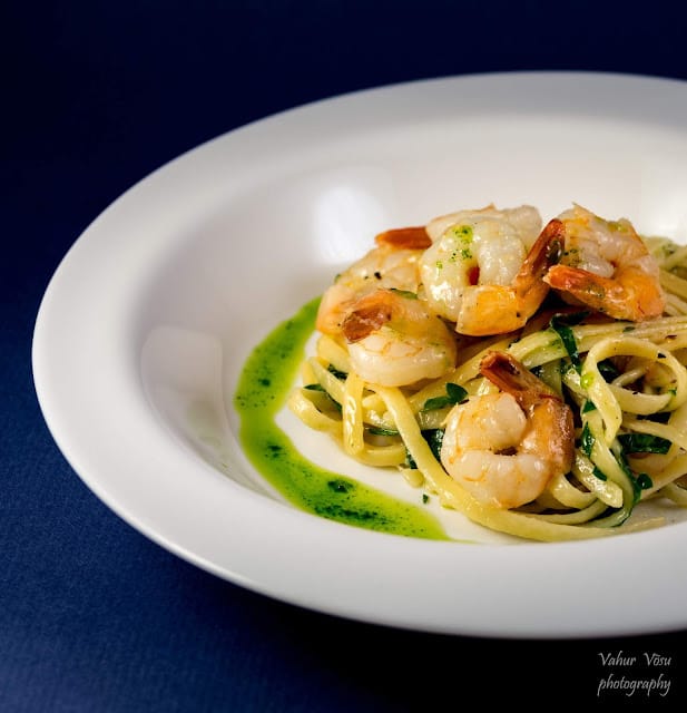 Pasta krevettide ja peterselliõliga