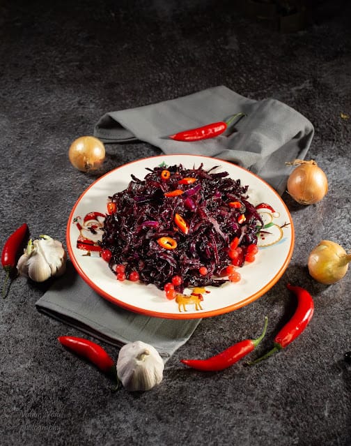Punane kapsas tšilli, balsamico ja heleda muscovado suhkruga